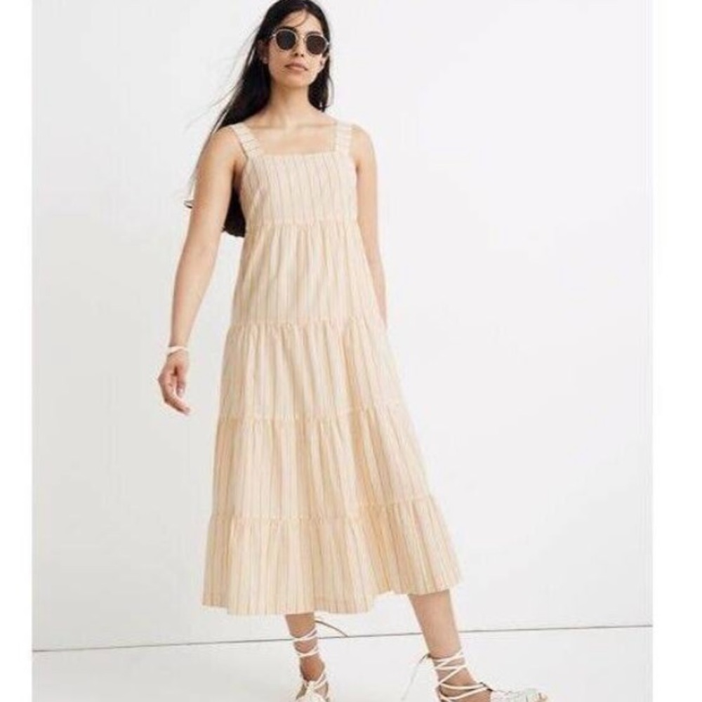 Madewell Button Back Tiered Midi Dress